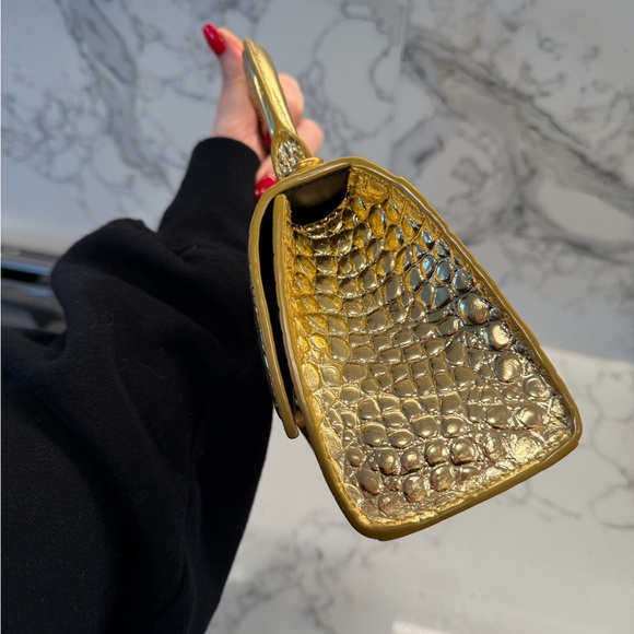 Balenciaga hourglass Gold Crocodile Embossed Handbag - Picture 3 of 7